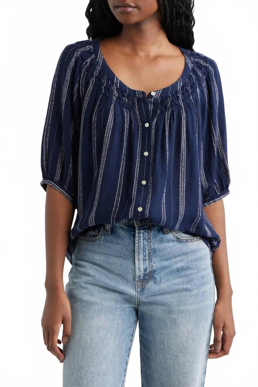 NEW RAILS rix button-up blouse in marina stripe